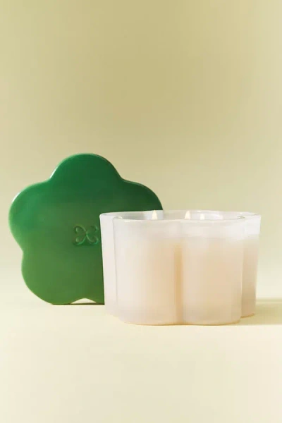 Anthropologie Maeve Low Wide Floral Wildflower Bouquet Glass Candle In Green