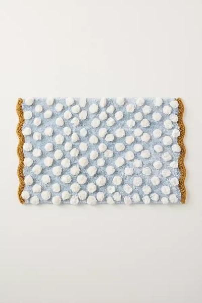 Anthropologie Maeve Polka Dot Tufted Bath Mat In Blue