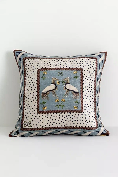 Anthropologie Maeve Velvet Floral Pillows In Blue