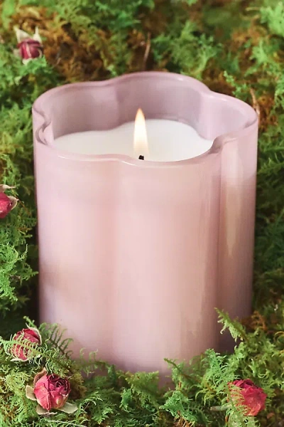 Anthropologie Maeve Woody Salted Woods & Rose Glass Candle In Pink
