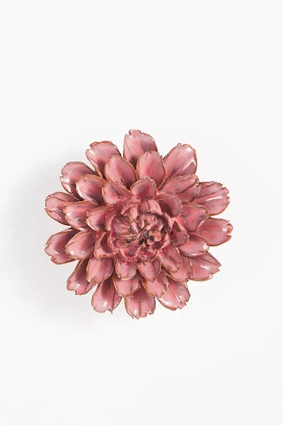 Anthropologie Magenta Ceramic Flower Wall Art In Red