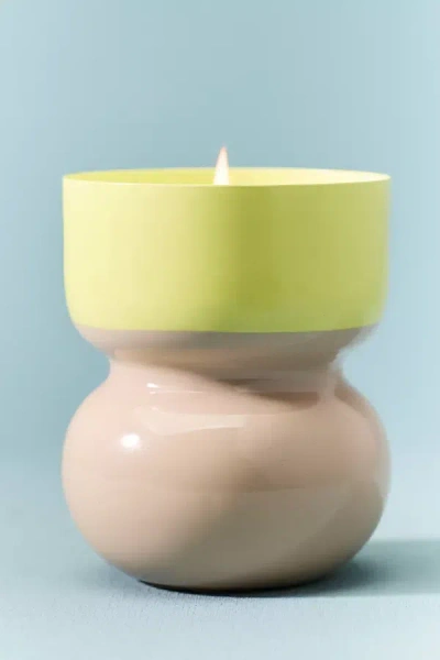 Anthropologie Maisie Fresh Bergamot & Green Tea Metal Candle In Yellow