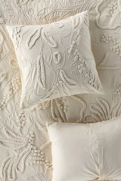 Anthropologie Malia Cotton Floral Candlewick Cotton Flex Euro Sham In Neutral