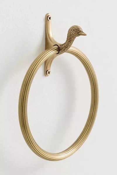 Anthropologie Mallard Duck Towel Ring In Gold