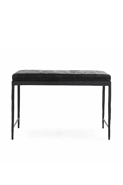 Anthropologie Malo Leather Bench In Black