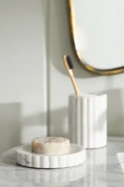 Anthropologie Malou Stone Bath Soap Dish In White