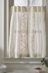 Anthropologie Embroidered Manette Cotton Linen Sheer Café Curtains, Set Of 2