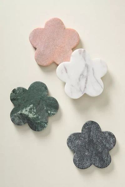Anthropologie Marble Daisy Coasters, Set Of 4