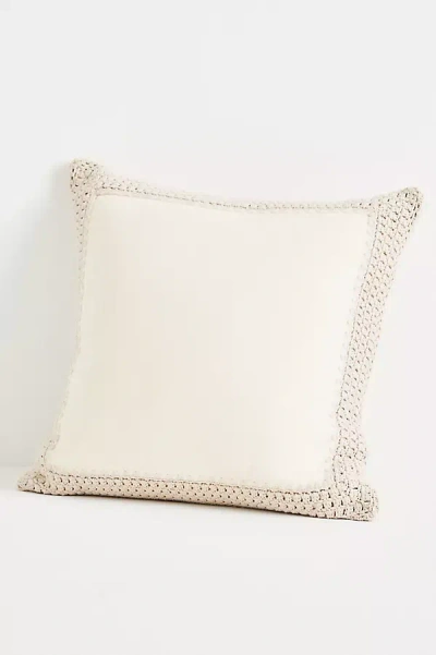 Anthropologie Margeux Crochet Velvet Cushion In White