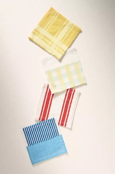 Anthropologie Margot Linen Cocktail Napkins, Set Of 4 In Multi