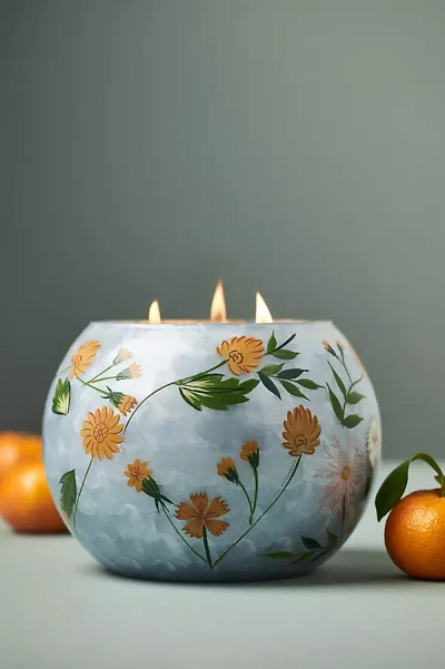 Anthropologie Mari Fruity White Amber Mandarin Glass Candle In Animal Print