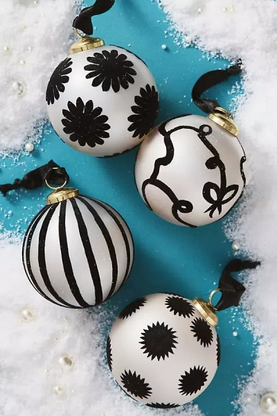 Anthropologie Mari Glass Ornaments, Set Of 4 In Multi