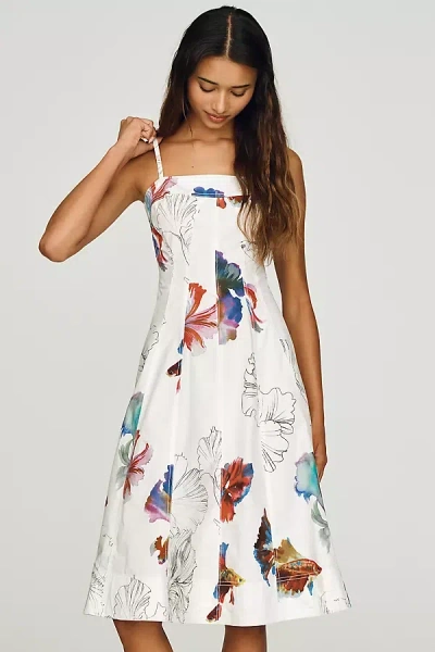 Anthropologie Marin Cotton Poplin Midi Dress By Pilcro In White