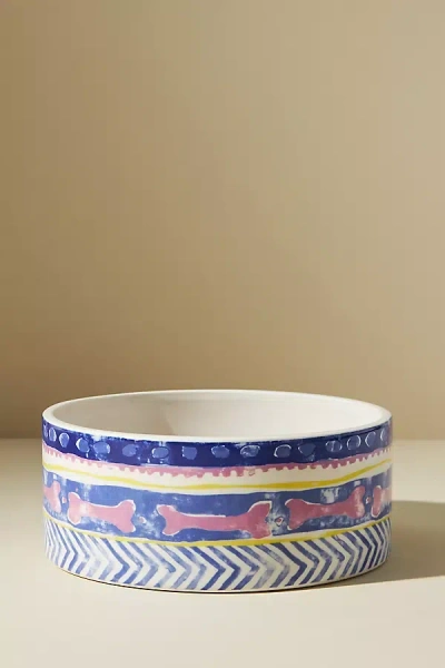 Anthropologie Marina Pet Bowl In Blue