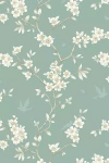 Anthropologie Marine Green Hanami Trail Chinoiserie Unpasted Wallpaper In Green