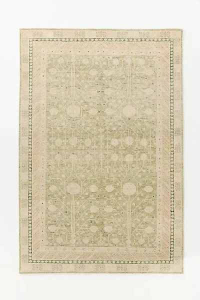 Anthropologie Marisa Hand-knotted Wool Rug In Green