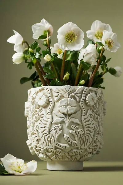 Anthropologie Marisol Cement Textured Pot