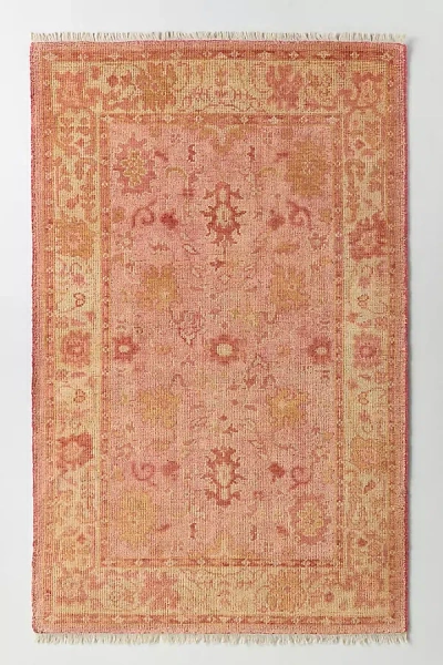 Anthropologie Marlise Hand-knotted Wool Persian-inspired Rug In Pink