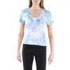 Anthropologie Maronie Womens Tie Dye Knit T-shirt In Blue