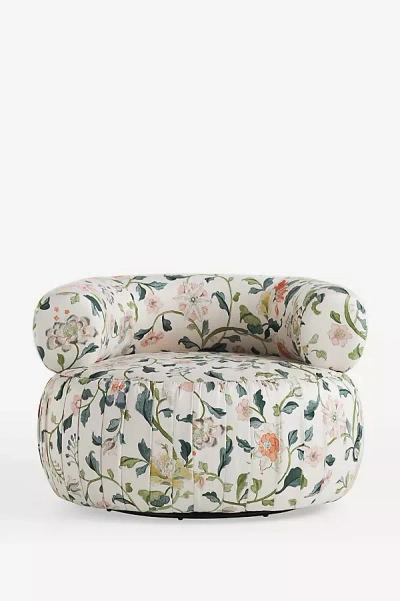 Anthropologie Martinique Hattie Floral Pleated Swivel Chair In Multi