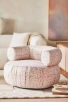 Anthropologie Martinique Kari Block Printed Swivel Chair In Brown