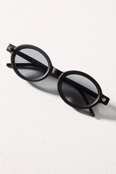 Anthropologie Matte Oval Sunglasses In Black