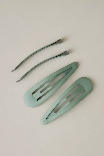 Anthropologie Matte Snap Hair Clips, Set Of 4 In Green