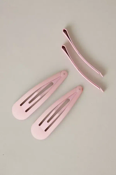 Anthropologie Matte Snap Hair Clips, Set Of 4 In Pink