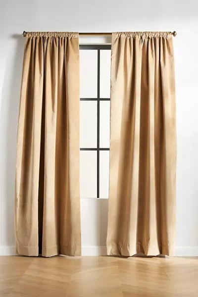 Anthropologie Matte Velvet Blackout Curtain In Neutral