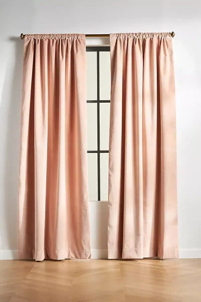 Anthropologie Matte Velvet Blackout Curtain In Pink