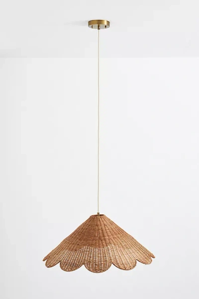 Anthropologie Maude Scalloped Rattan Pendant In Brown