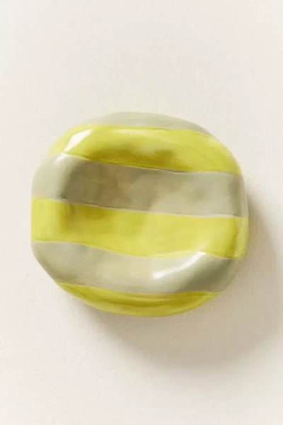 Anthropologie Maya Eline Leroy Striped Ceramic Trinket Dish In Yellow
