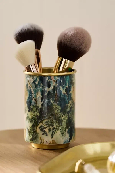 Anthropologie Mckay Patterned Metal Bath Tumbler In Green