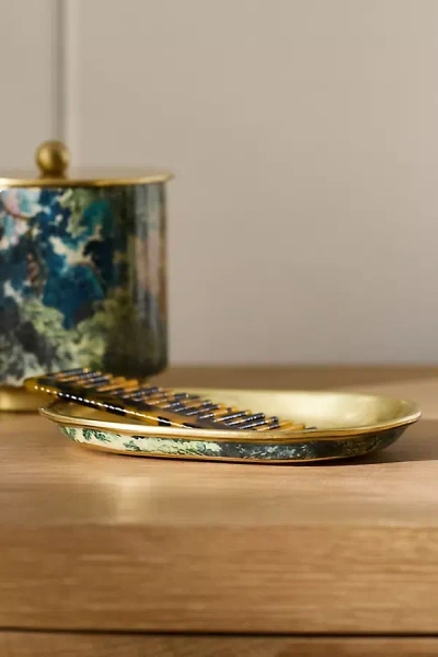 Anthropologie Mckay Patterned Metal Soap Dish In Gold