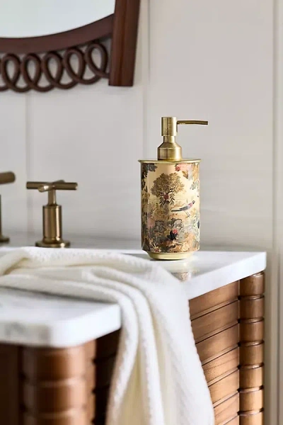 Anthropologie Mckay Patterned Metal Soap Pump In Brown