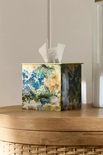 Anthropologie Mckay Patterned Metal Tissue Box Cover In Multi