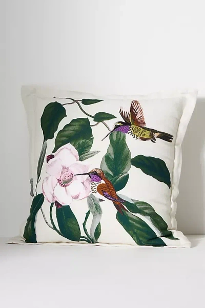 Anthropologie Menagerie Embroidered Cotton & Linen Pillow In Multi