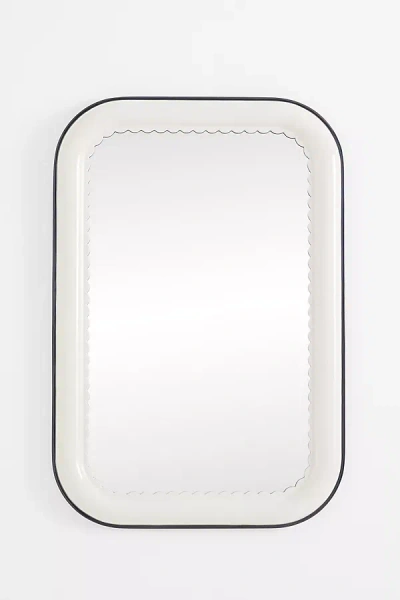 Anthropologie Merritt Scalloped Bath Portrait Wall Mirror In White