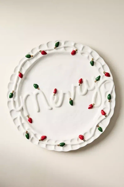 Anthropologie Merry Stoneware Platter In White