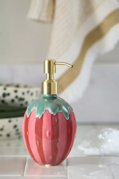 Anthropologie Meyer Ceramic Strawberry Soap Dispenser In Multi