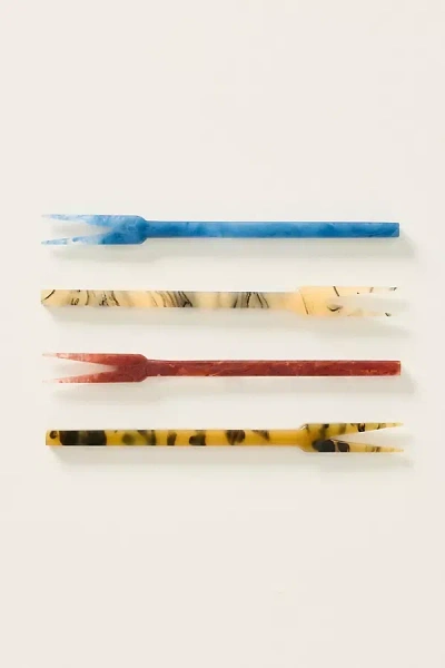 Anthropologie Mignon Resin Appetizer Forks, Set Of 4 In Multi