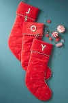 Anthropologie Milo Velvet Monogram Stocking In Red