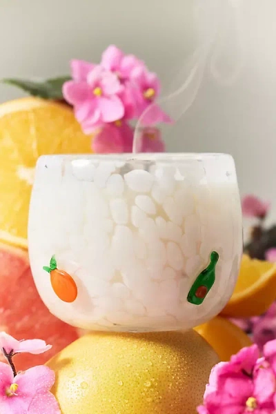 Anthropologie Mimosa Spring Icon Fruity Pink Grapefruit Spritz Glass Candle In White