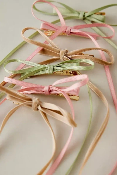 Anthropologie Mini Bow Hair Clips, Set Of 6 In Multi