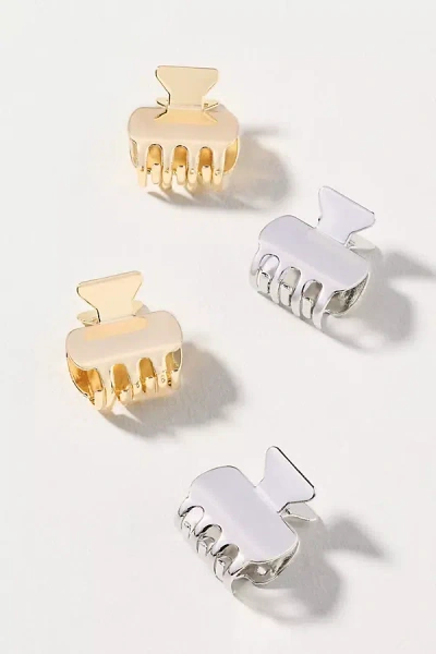 Anthropologie Mini Metal Claw Hair Clips, Set Of 4 In Gold