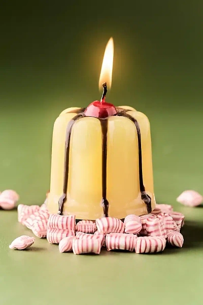 Anthropologie Mini Pudding Dessert Shaped Wax Candle In Yellow