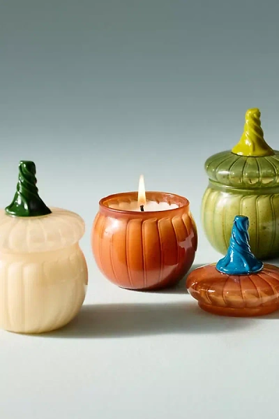 Anthropologie Mini Pumpkin Sweet Vanilla Figural Glass Candle