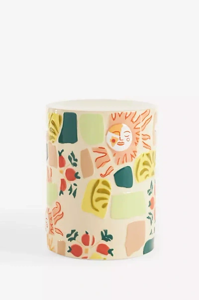 Anthropologie Mira Patchwork Ceramic Stool In White