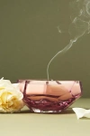 Anthropologie Mira Woody Teakwood Rose Cut Glass Candle In Pink