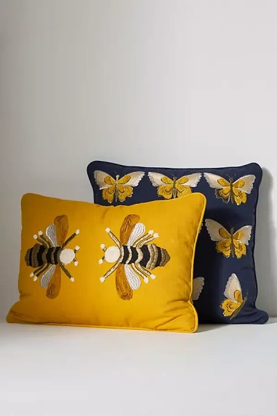 Anthropologie Mirabelle Cotton Embroidered Pillow In Multi